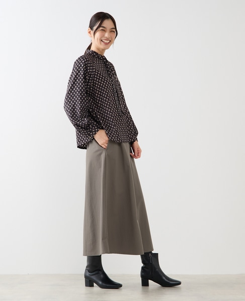 【小紋プリントタイ付きブラウス】 詳細画像 ブラック 7