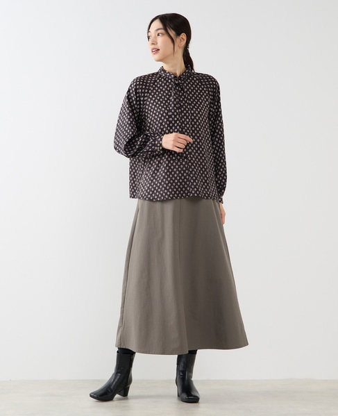 【小紋プリントタイ付きブラウス】 詳細画像 ブラック 9