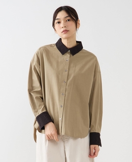 【コットンテンセルブロードレース衿シャツ】