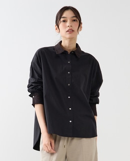 【コットンテンセルブロードレース衿シャツ】