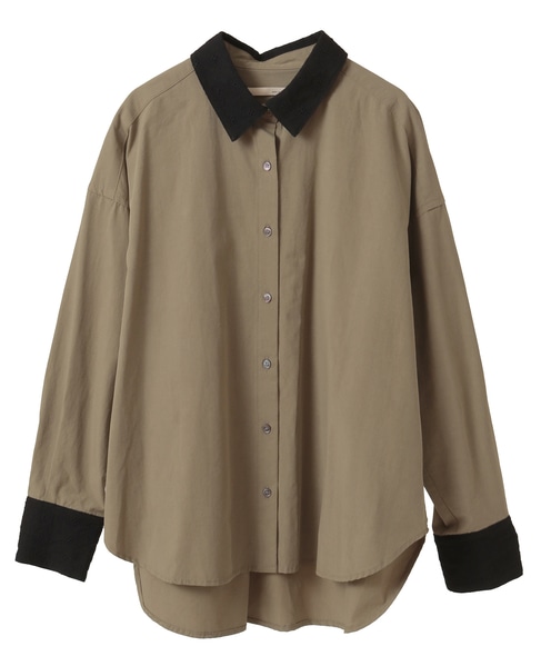 【コットンテンセルブロードレース衿シャツ】 詳細画像 カーキ 10