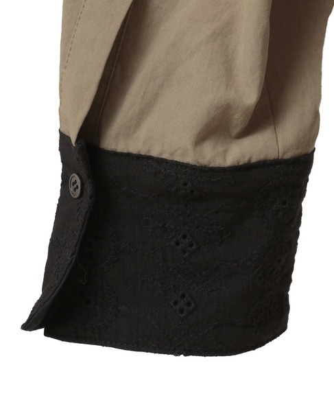 【コットンテンセルブロードレース衿シャツ】 詳細画像 カーキ 15