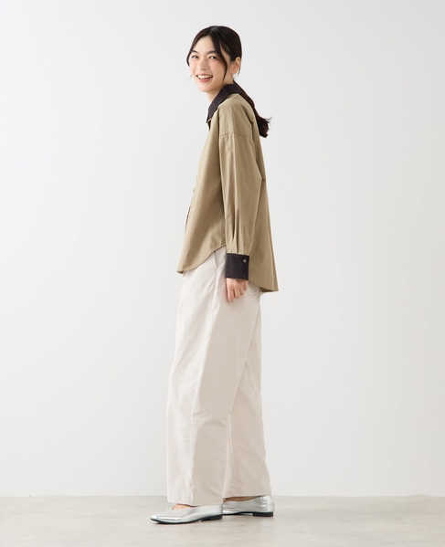 【コットンテンセルブロードレース衿シャツ】 詳細画像 カーキ 4