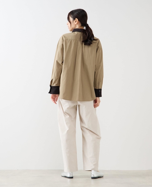 【コットンテンセルブロードレース衿シャツ】 詳細画像 カーキ 5