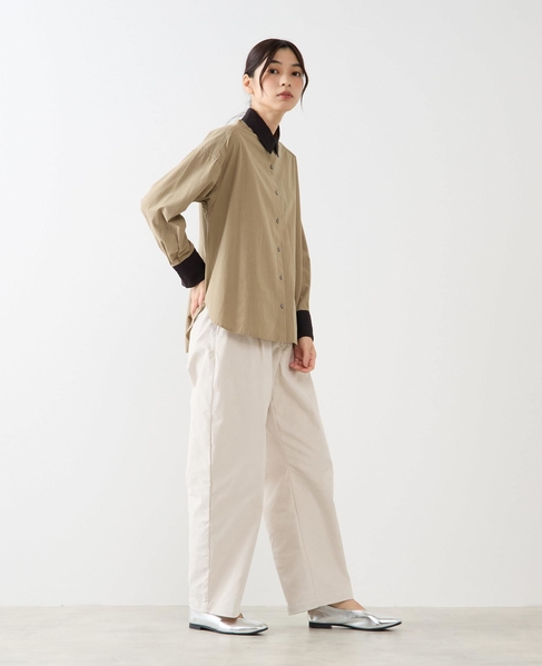 【コットンテンセルブロードレース衿シャツ】 詳細画像 カーキ 8