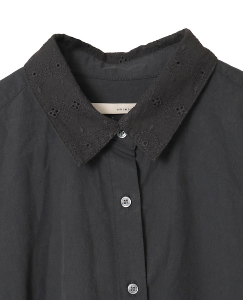 【コットンテンセルブロードレース衿シャツ】 詳細画像 ブラック 12