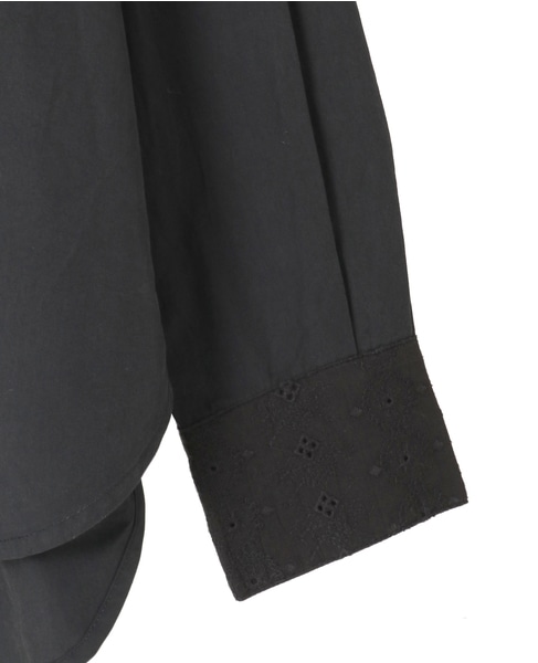 【コットンテンセルブロードレース衿シャツ】 詳細画像 ブラック 13