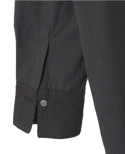 【コットンテンセルブロードレース衿シャツ】 詳細画像 ブラック 14