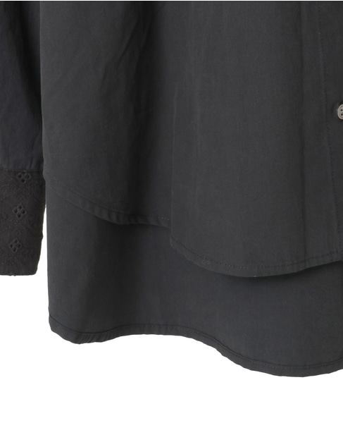 【コットンテンセルブロードレース衿シャツ】 詳細画像 ブラック 15