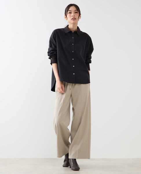 【コットンテンセルブロードレース衿シャツ】 詳細画像 ブラック 2