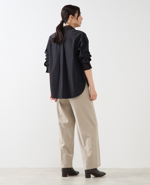 【コットンテンセルブロードレース衿シャツ】 詳細画像 ブラック 6