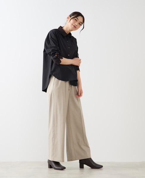 【コットンテンセルブロードレース衿シャツ】 詳細画像 ブラック 8