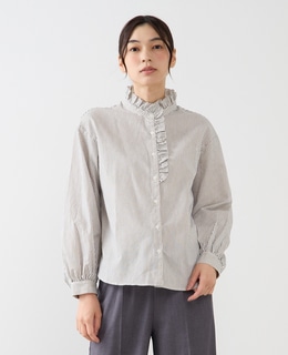 【無地＆ストライプアソートフリルシャツ】