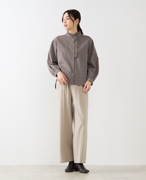 【無地＆ストライプアソートフリルシャツ】 詳細画像 ブラウン 9