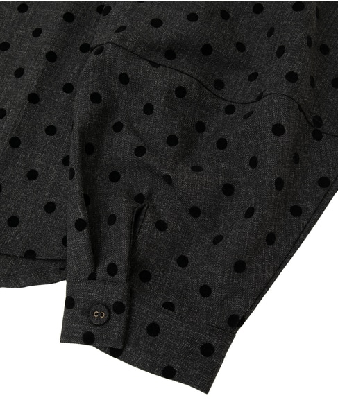【フロッキードットスタンドカラーブラウス】 詳細画像 グレー 17