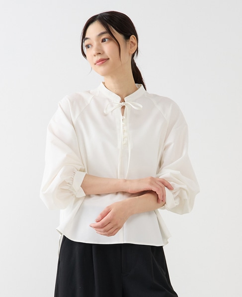 【ストレッチクロスラグランブラウス】 詳細画像 オフホワイト 1