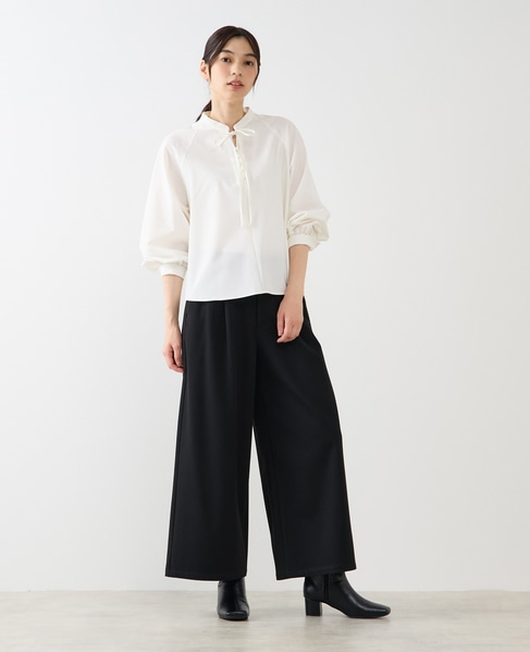【ストレッチクロスラグランブラウス】 詳細画像 オフホワイト 8