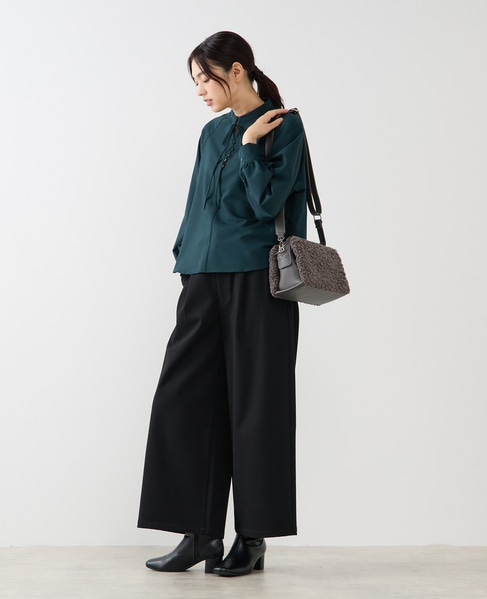 【ストレッチクロスラグランブラウス】 詳細画像 グリーン 3