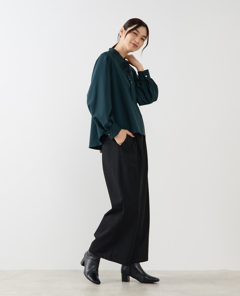 【ストレッチクロスラグランブラウス】 詳細画像 グリーン 8