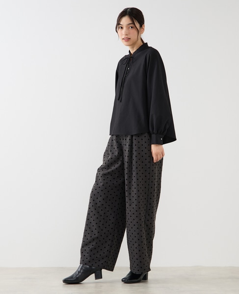 【ストレッチクロスラグランブラウス】 詳細画像 ブラック 3