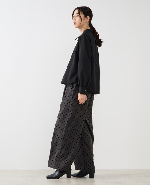 【ストレッチクロスラグランブラウス】 詳細画像 ブラック 4