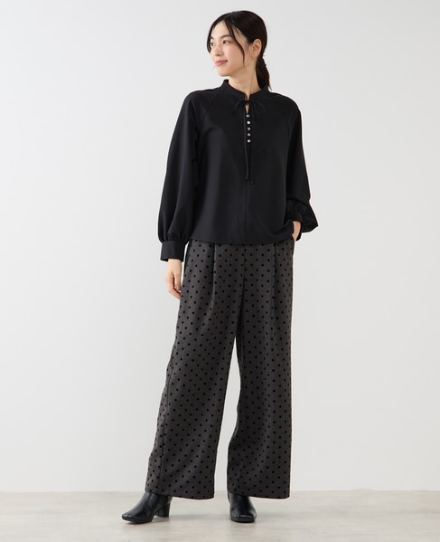 【ストレッチクロスラグランブラウス】 詳細画像 ブラック 8