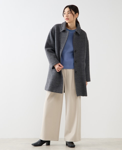 【ウールブークレーステンカラーミドルコート】 詳細画像 グレー 3
