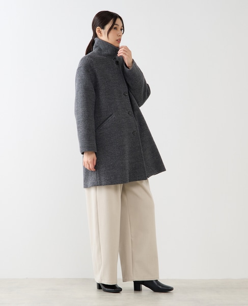 【ウールブークレーステンカラーミドルコート】 詳細画像 グレー 9