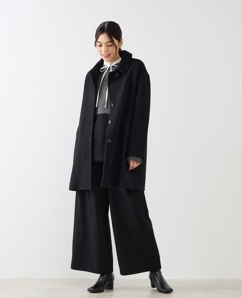 【ウールブークレーステンカラーミドルコート】 詳細画像 ブラック 2