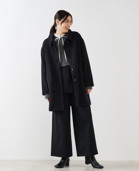 【ウールブークレーステンカラーミドルコート】 詳細画像 ブラック 3