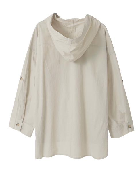 【コットンポプリンフードシャツブルゾン】 詳細画像 ライトベージュ 10