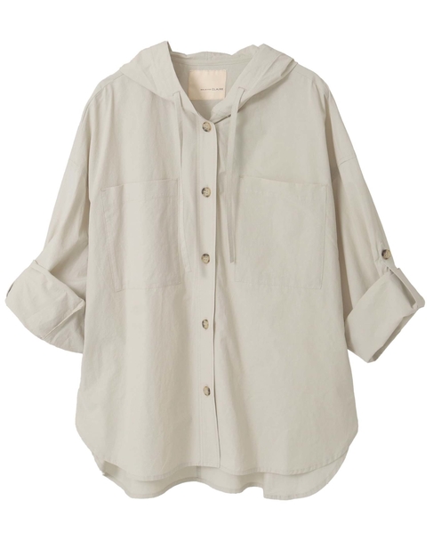 【コットンポプリンフードシャツブルゾン】 詳細画像 ライトベージュ 17