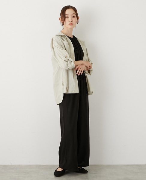 【コットンポプリンフードシャツブルゾン】 詳細画像 ライトベージュ 2