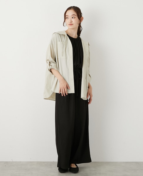 【コットンポプリンフードシャツブルゾン】 詳細画像 ライトベージュ 3