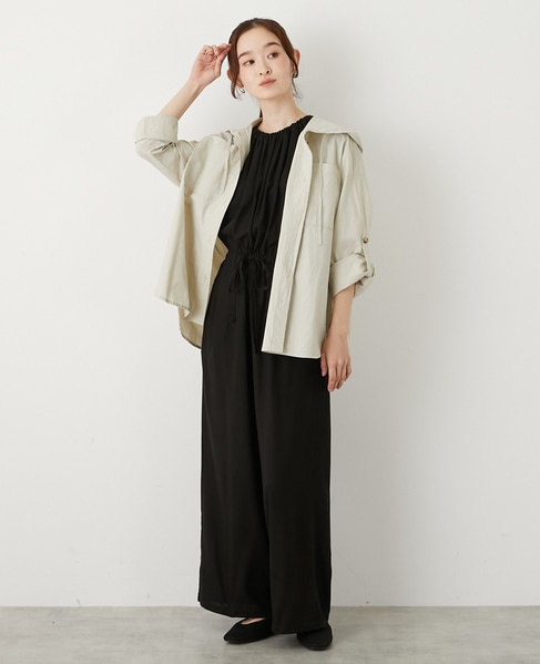 【コットンポプリンフードシャツブルゾン】 詳細画像 ライトベージュ 4