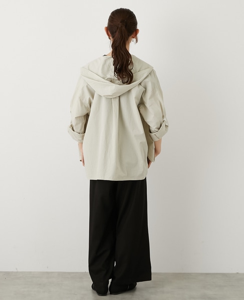 【コットンポプリンフードシャツブルゾン】 詳細画像 ライトベージュ 6