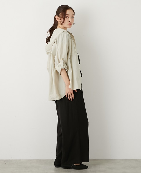 【コットンポプリンフードシャツブルゾン】 詳細画像 ライトベージュ 7