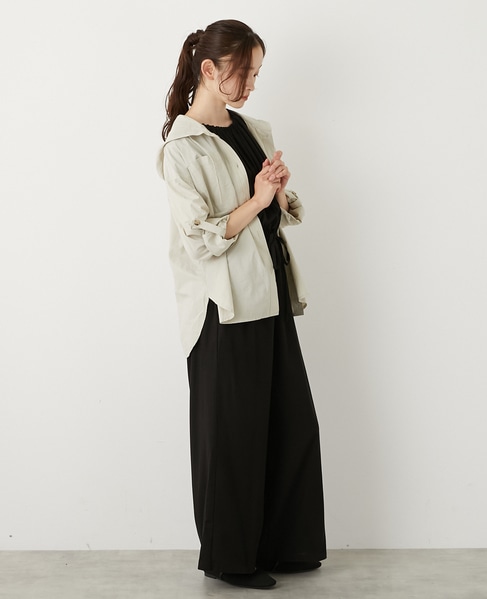 【コットンポプリンフードシャツブルゾン】 詳細画像 ライトベージュ 8