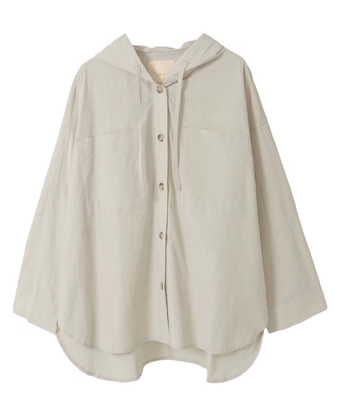 【コットンポプリンフードシャツブルゾン】 詳細画像 ライトベージュ 9