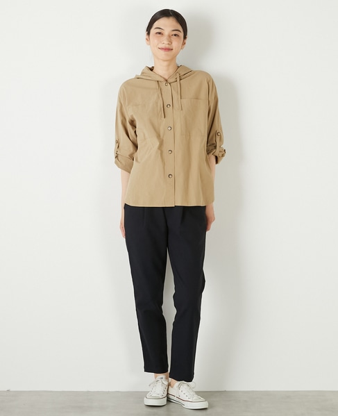 【コットンポプリンフードシャツブルゾン】 詳細画像 ベージュ 10