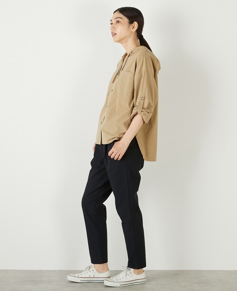 【コットンポプリンフードシャツブルゾン】 詳細画像 ベージュ 4