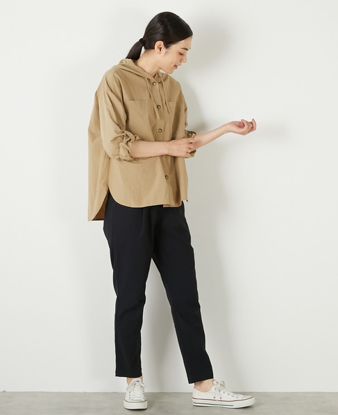 【コットンポプリンフードシャツブルゾン】 詳細画像 ベージュ 8