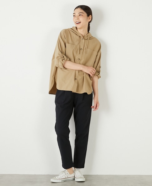 【コットンポプリンフードシャツブルゾン】 詳細画像 ベージュ 9