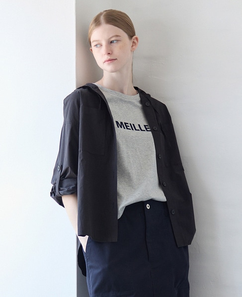 【コットンポプリンフードシャツブルゾン】 詳細画像 ブラック 1