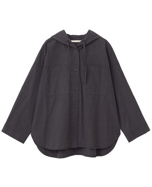 【コットンポプリンフードシャツブルゾン】 詳細画像 ブラック 3