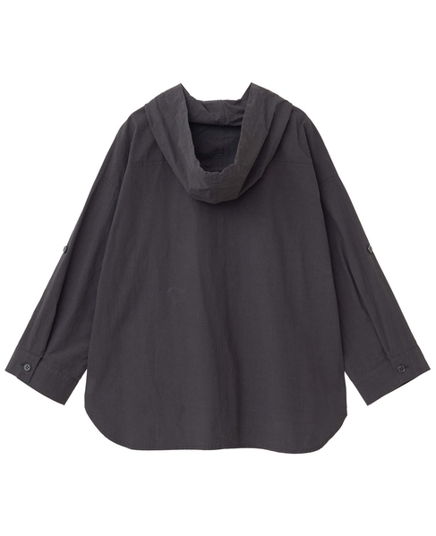 【コットンポプリンフードシャツブルゾン】 詳細画像 ブラック 4