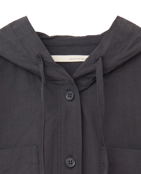 【コットンポプリンフードシャツブルゾン】 詳細画像 ブラック 5