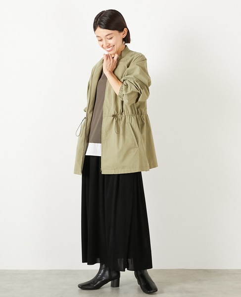 【コットンピーチギャバスタンドZIPブルゾン】 詳細画像 カーキ 3