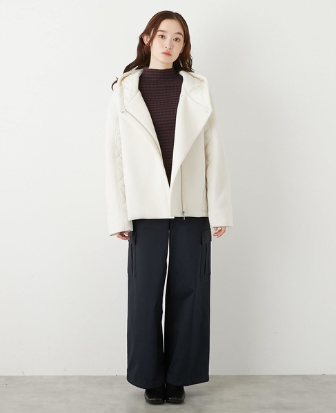 【ダンボール×中綿切替フードZIPコート】 詳細画像 アイボリー 3