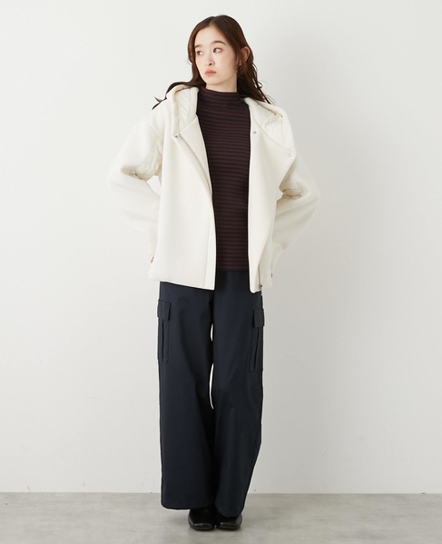 【ダンボール×中綿切替フードZIPコート】 詳細画像 アイボリー 4